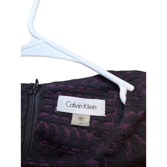 Calvin Klein Houndstooth Short Sleeve Fit & Flare Purple Black Dress Size 2 NWT - Picture 3 of 7